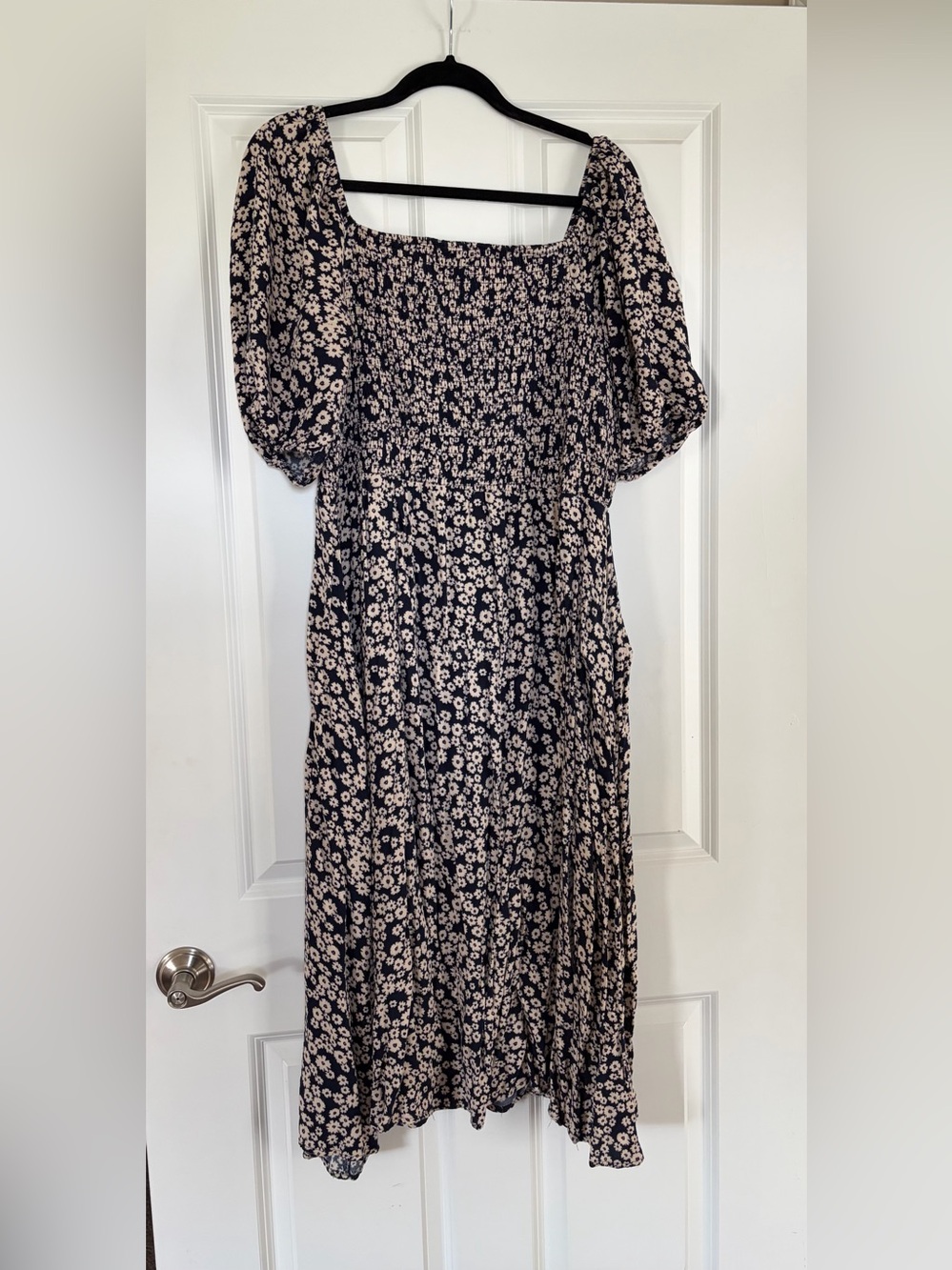 Maurices Navy Midi Dress with Beige Floral Print